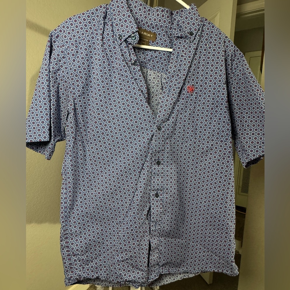 Ariat Men's Navy Geometric Short Sleeve Shirt